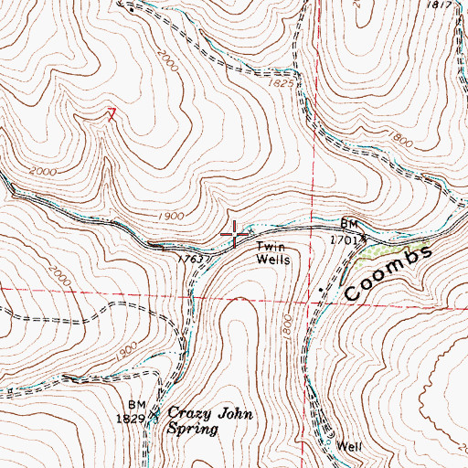 Topographic Map of Twin Wells, OR