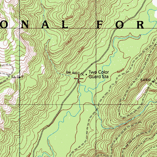 Topographic Map of Two Color Guard Station, OR
