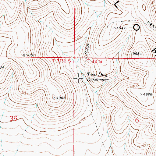 Topographic Map of Two Day Reservoir, OR
