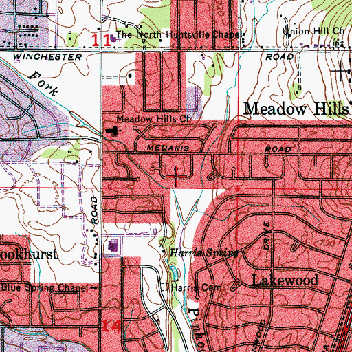 Topographic Map of Blue Spring, AL