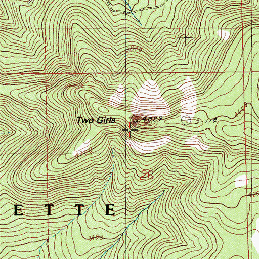Topographic Map of Two Girls, OR