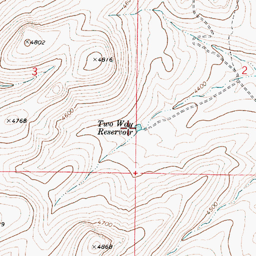 Topographic Map of Two Way Reservoir, OR