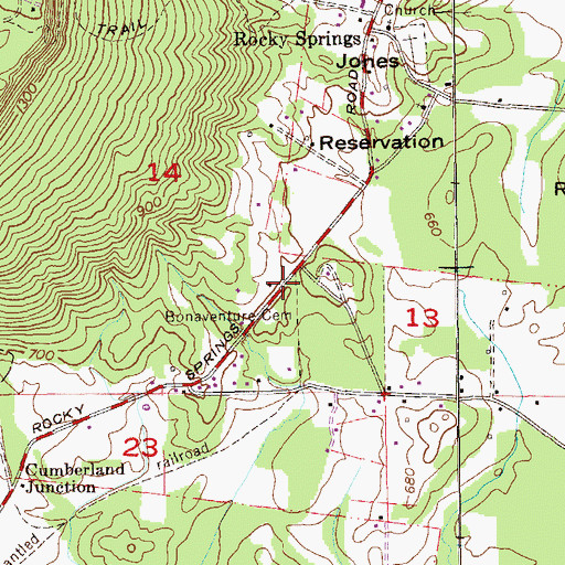 Topographic Map of Bonaventure Cemetery, AL