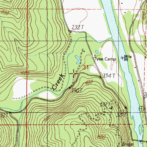 Topographic Map of Tyee Camp, OR
