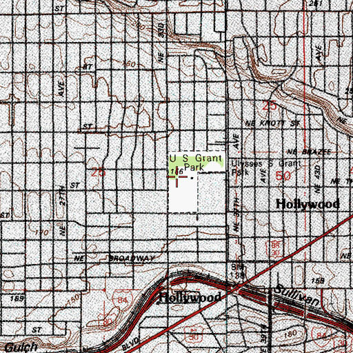 Topographic Map of Grant City Park, OR