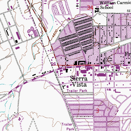 Topographic Map of Sierra Vista, AZ
