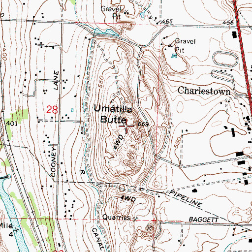 Topographic Map of Umatilla Butte, OR