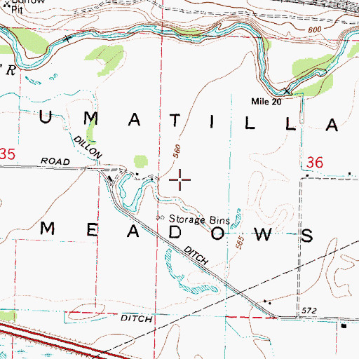 Topographic Map of Umatilla Meadows, OR