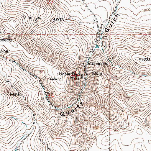 Topographic Map of Uncle Dan Mine, OR