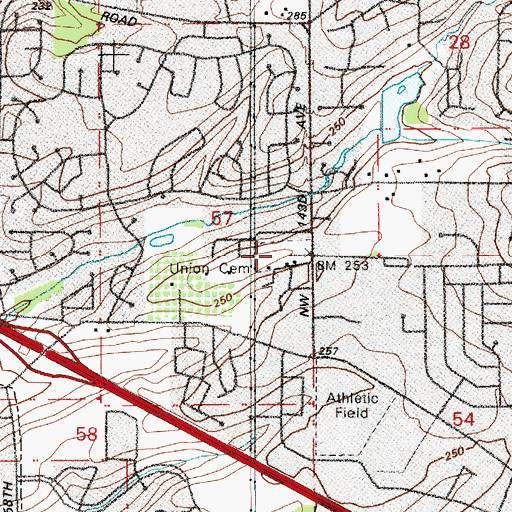 Topographic Map of Union Cemetery, OR