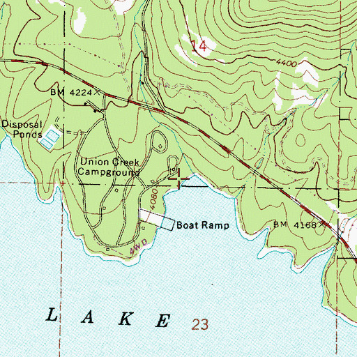 Topographic Map of Union Creek, OR