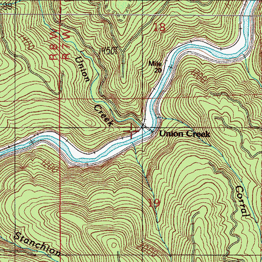 Topographic Map of Union Creek, OR