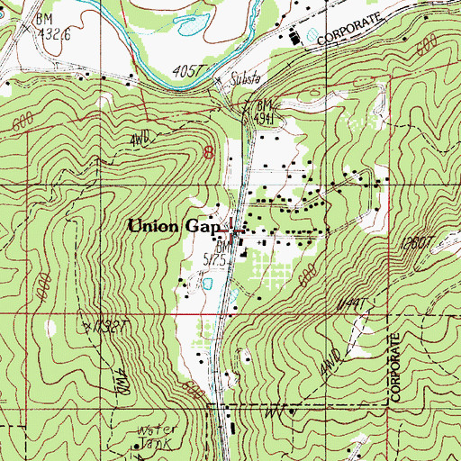 Topographic Map of Union Gap, OR