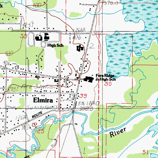 Topographic Map of Fern Ridge Middle School, OR