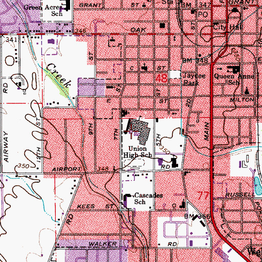 Topographic Map of Lebanon High School, OR
