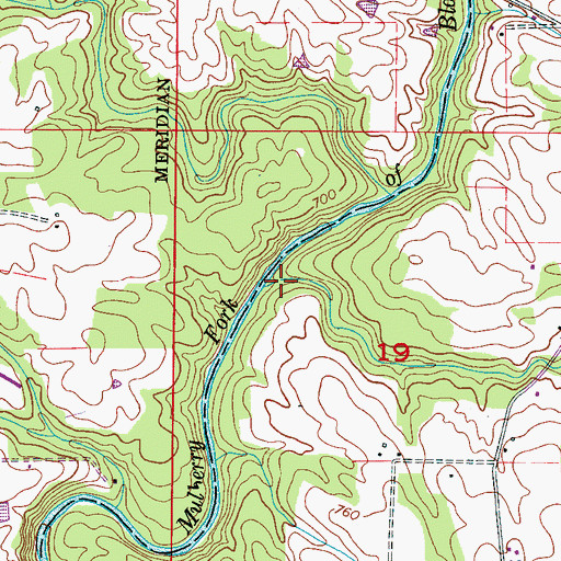 Topographic Map of Copeland Creek, AL