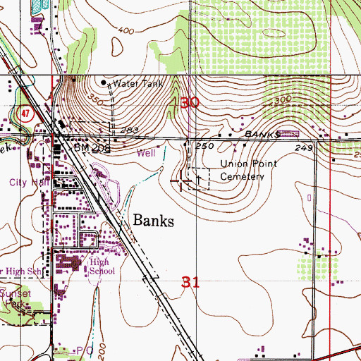 Topographic Map of Union Point Cemetery, OR