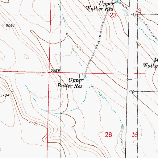 Topographic Map of Upper Butler Reservoir, OR