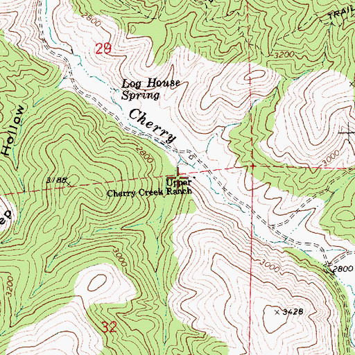 Topographic Map of Upper Cherry Creek Ranch, OR