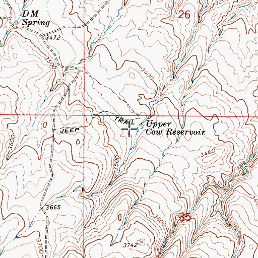 Topographic Map of Upper Cow Reservoir, OR
