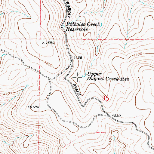 Topographic Map of Upper Dugout Creek Reservoir, OR