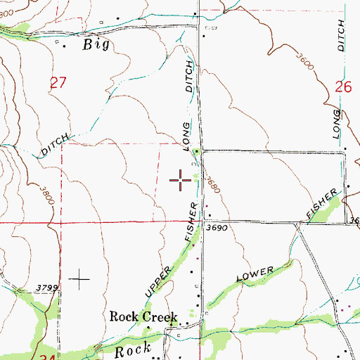 Topographic Map of Upper Fisher Long Ditch, OR