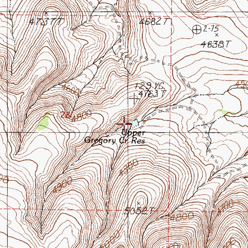 Topographic Map of Upper Gregory Creek Reservoir, OR