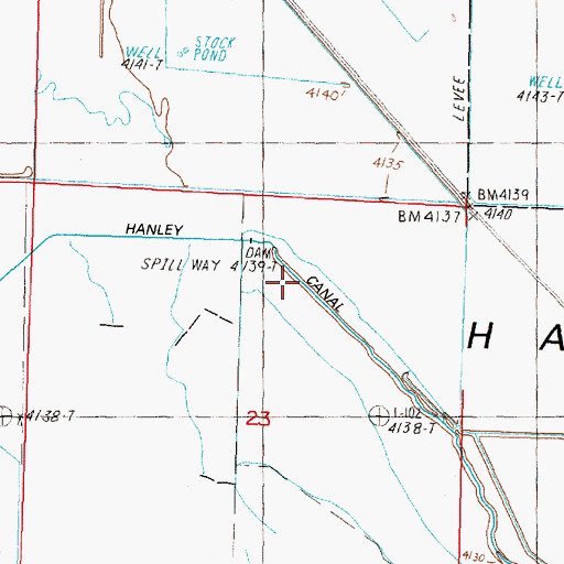 Topographic Map of Upper Hanley Canal, OR