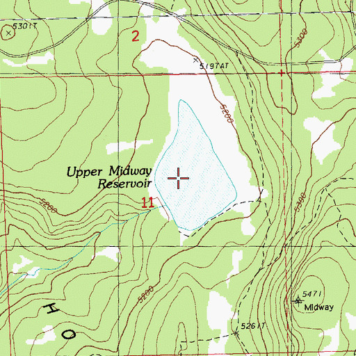 Topographic Map of Upper Midway Reservoir, OR