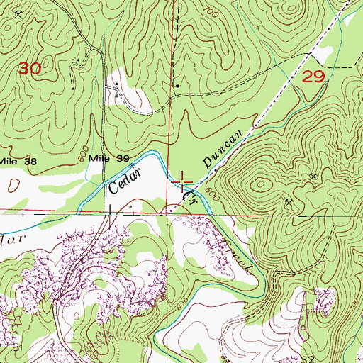 Topographic Map of Duncan Creek, AL