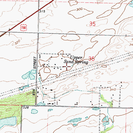 Topographic Map of Upper Sand Spring, OR