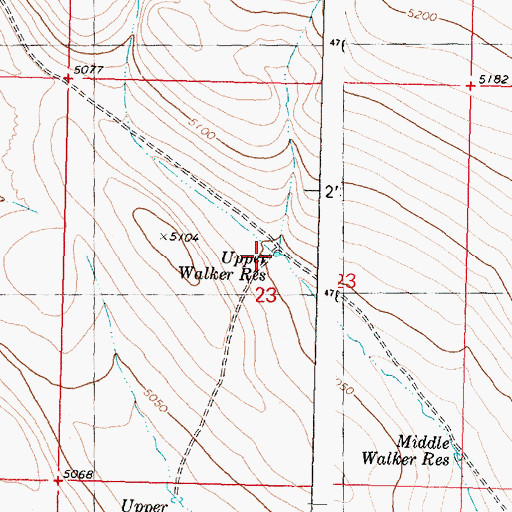 Topographic Map of Upper Walker Reservoir, OR