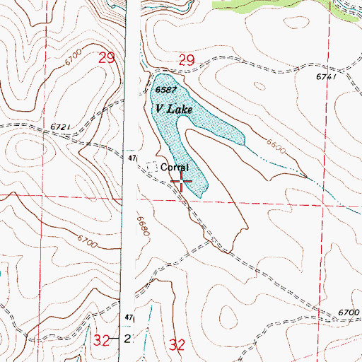 Topographic Map of V Lake, OR
