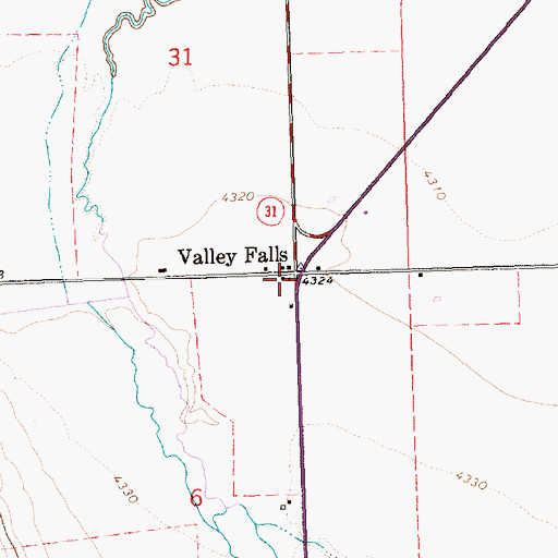 Topographic Map of Valley Falls, OR