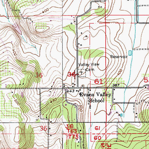 Topographic Map of Valley View Cemetery, OR