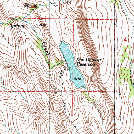 Topographic Map of Van Derveer Reservoir, OR