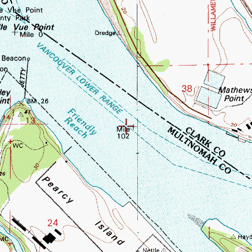 Topographic Map of Vancouver Lower Channel, OR