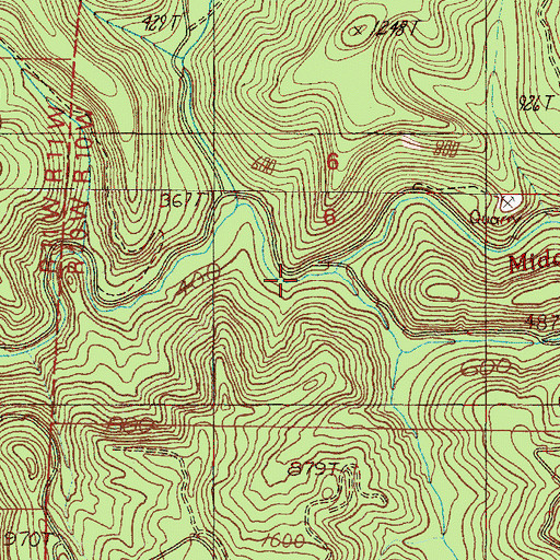 Topographic Map of Vaughns Creek, OR