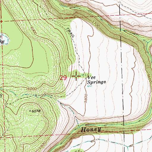 Topographic Map of Vee Springs, OR