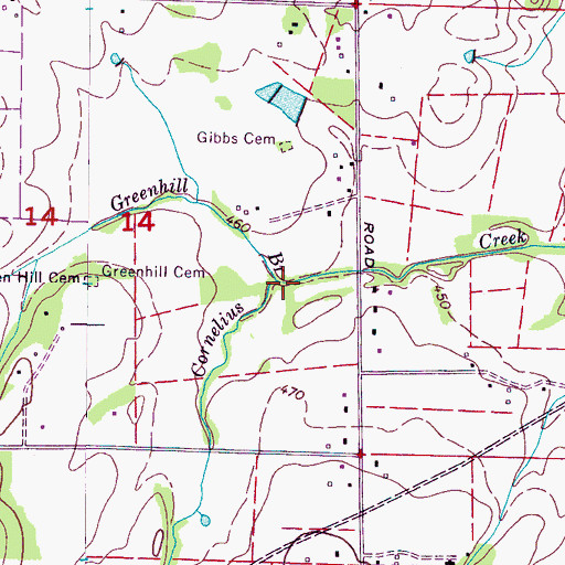 Topographic Map of Greenhill Branch, AL