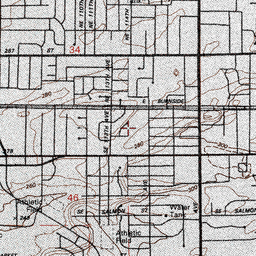Topographic Map of Ventura Park Elementary School, OR
