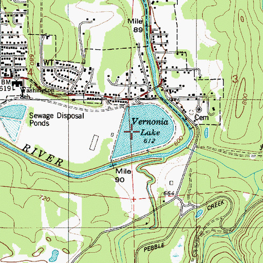 Topographic Map of Vernonia Lake, OR