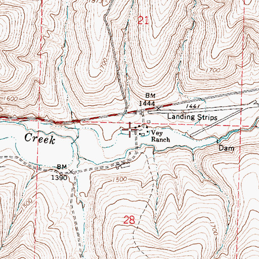 Topographic Map of Vey Ranch, OR