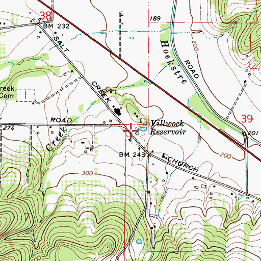 Topographic Map of Villwock Reservoir, OR