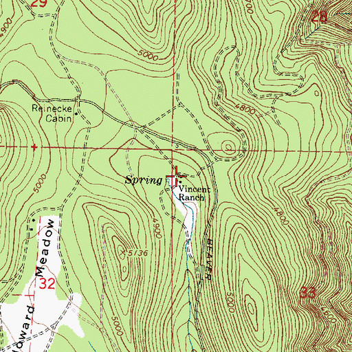 Topographic Map of Vincent Ranch, OR