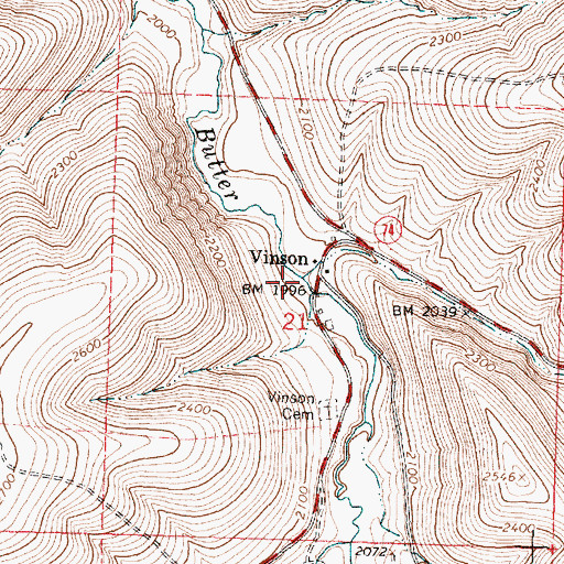 Topographic Map of Vinson Canyon, OR