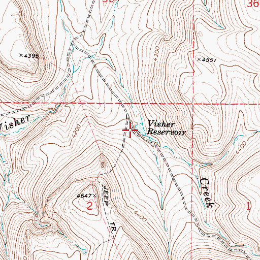 Topographic Map of Visher Reservoir, OR