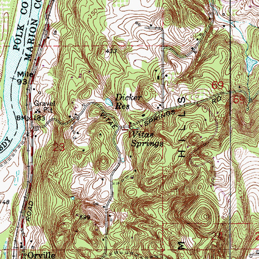 Topographic Map of Vitae Springs, OR