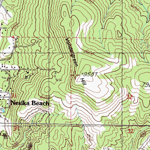 Topographic Map of Vondergreen Hill, OR