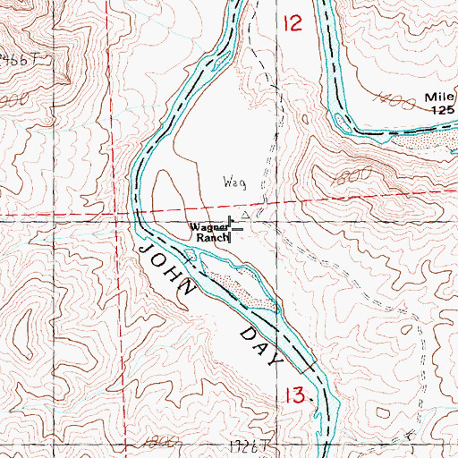 Topographic Map of Wagner Ranch, OR